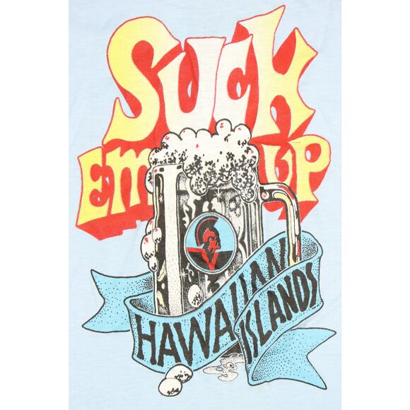 80s Vintage Suck Em Up Hawaiian Island Hawaii Primo Beer Tank Top Tee T Shirt XS - Picture 3 of 4